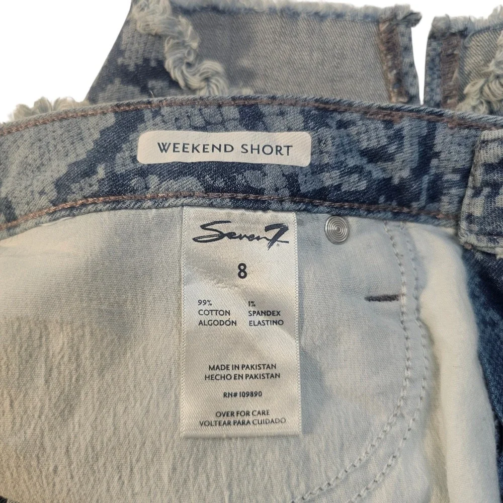 Seven7 Snakeprint Cut-Off Denim‎ Shorts Fray Raw Hem Stretch Casual Blue Size 8